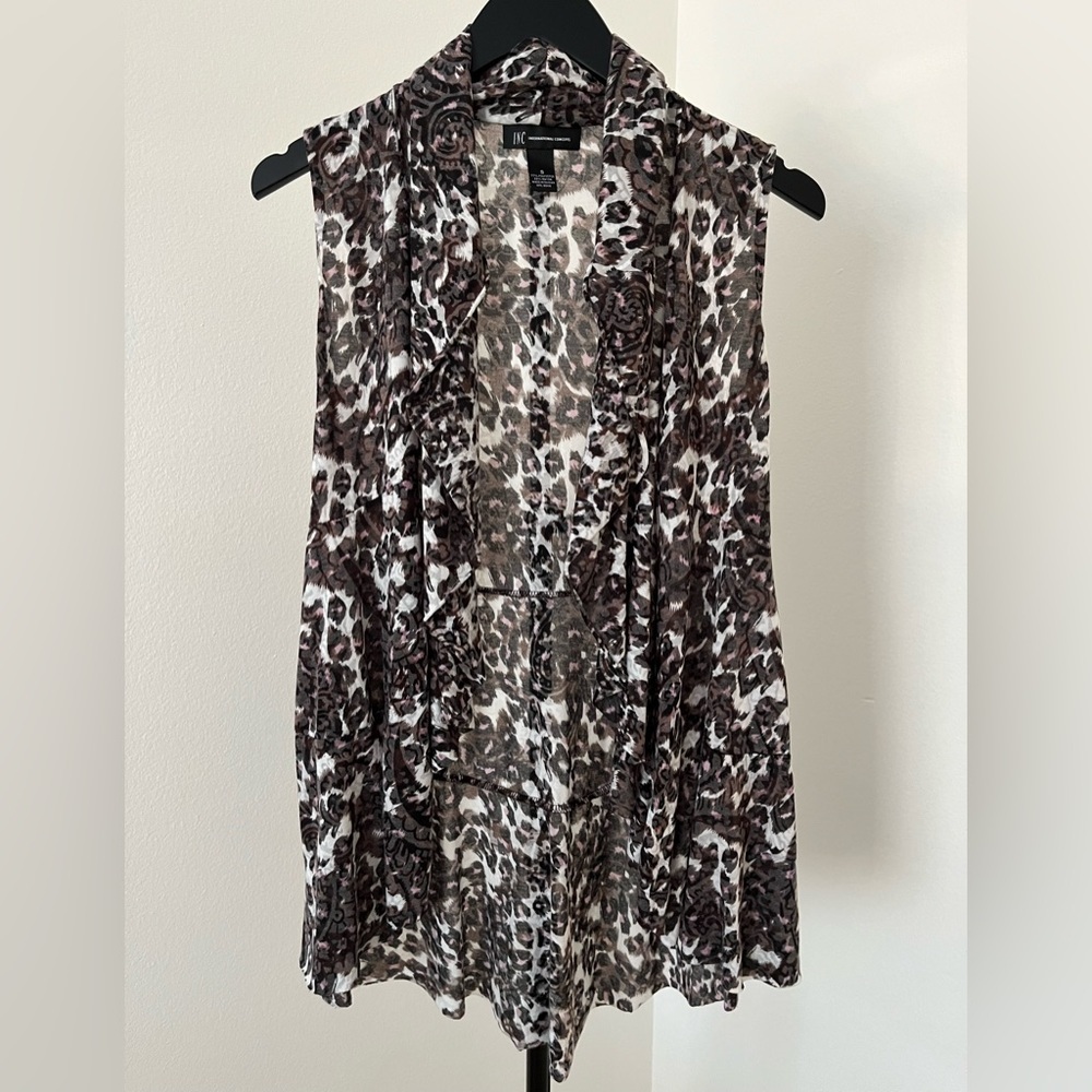 ✨INC International Concepts Animal Print Open Front Sleeveless Top | Boho Travel